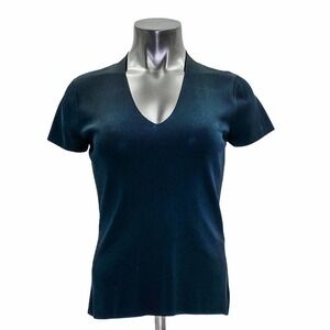 SILX by August Silk Black V-Neck Short Sleeve Top